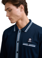 Textured Contrast Tipped Shirt - Navy