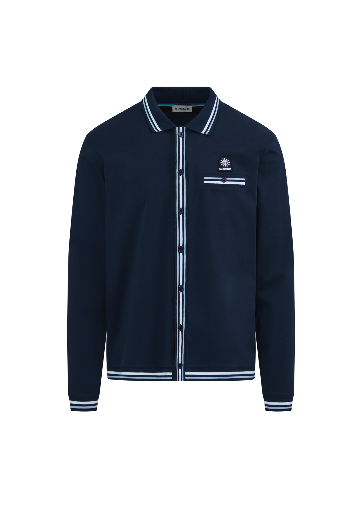Textured Contrast Tipped Shirt - Navy
