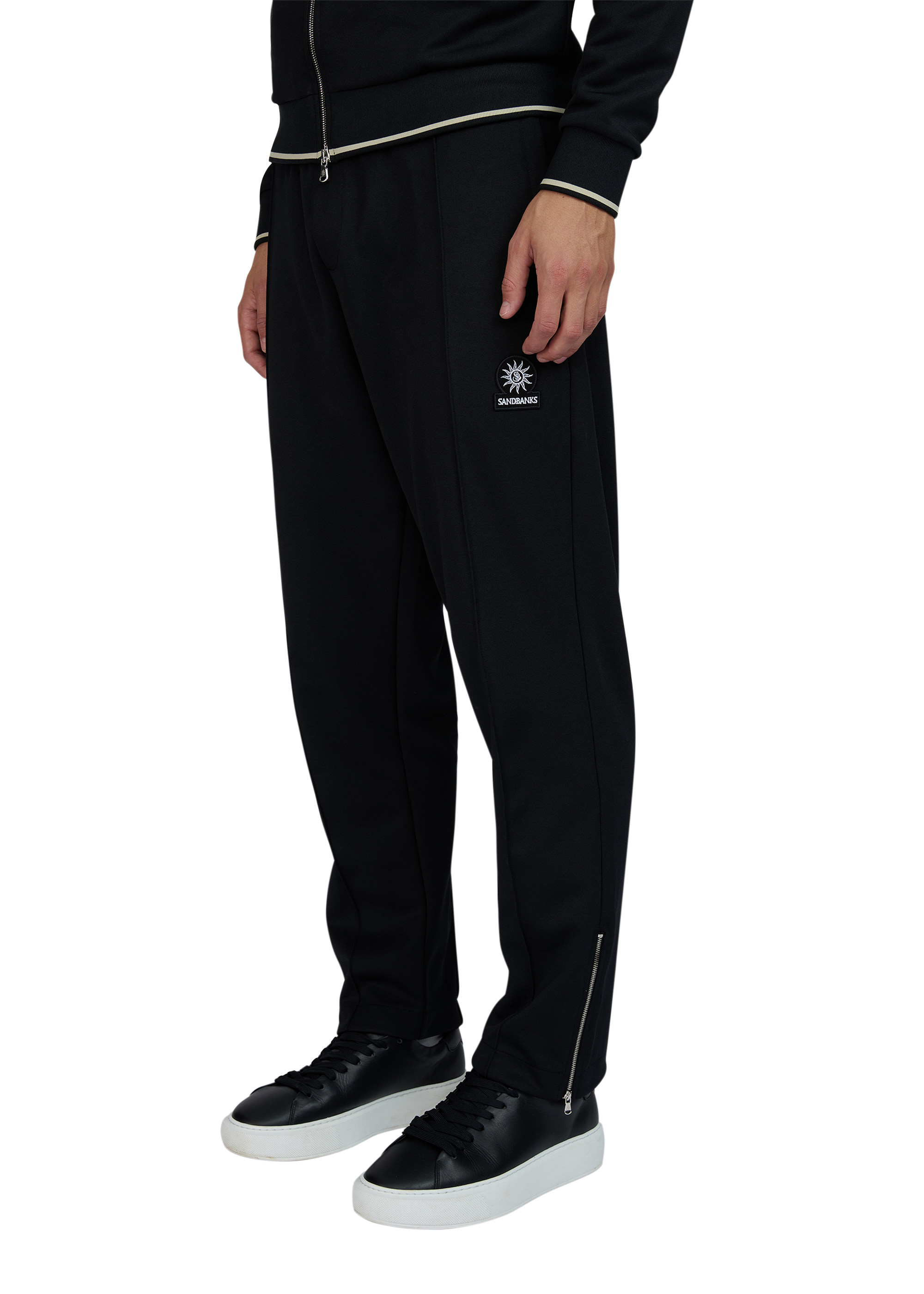 Sandbanks Pleated Tricot Track Pant - Black