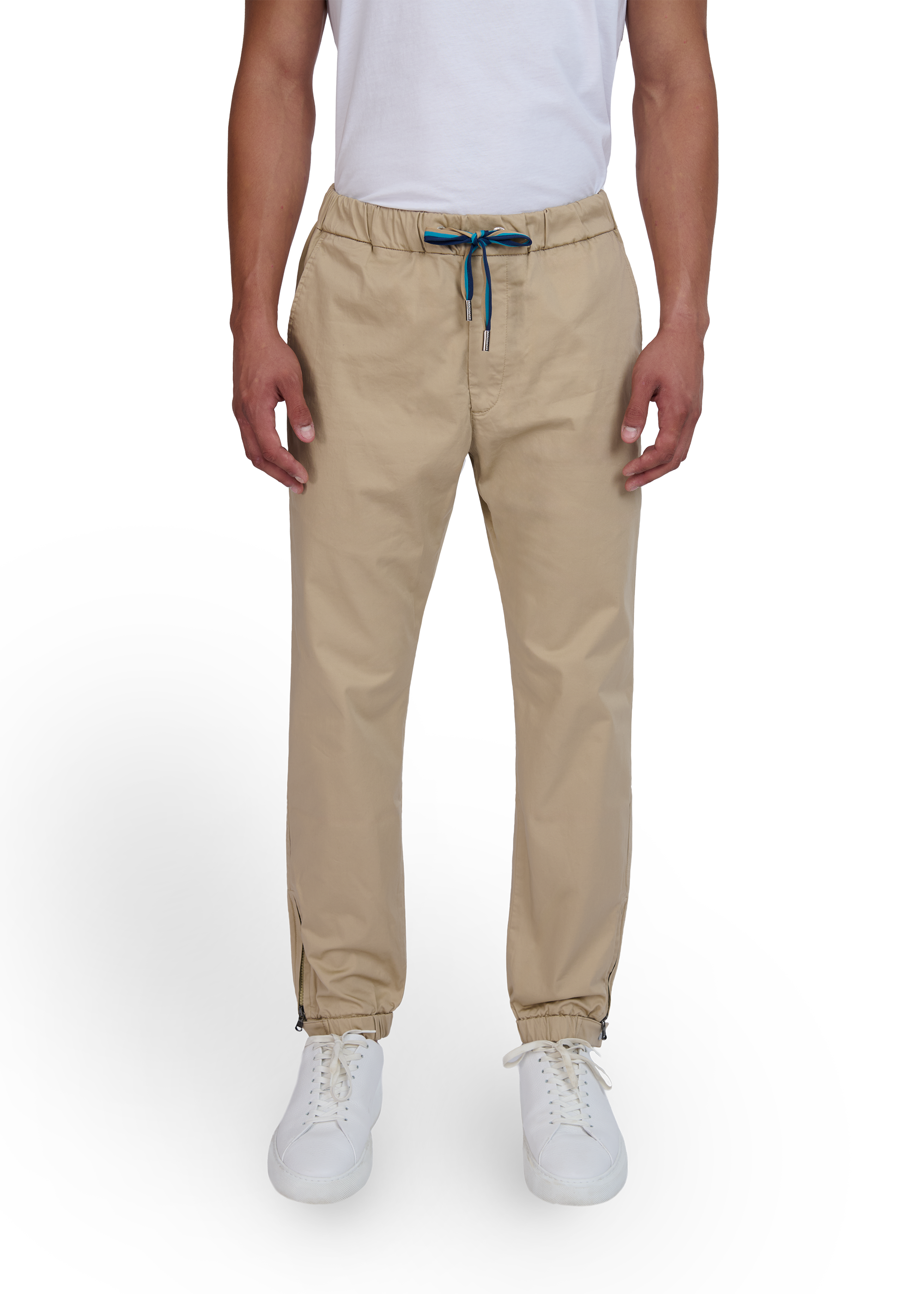 Sandbanks Gabardine Jogger Trousers - Stone on model