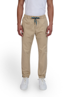 Sandbanks Gabardine Jogger Trousers - Stone on model