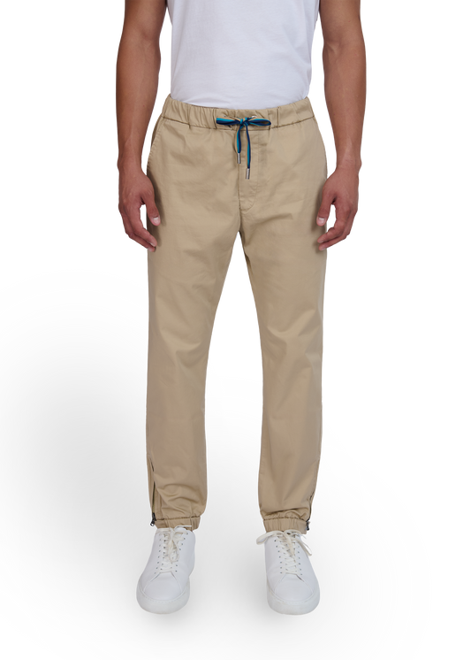 Sandbanks Gabardine Jogger Trousers - Stone on model