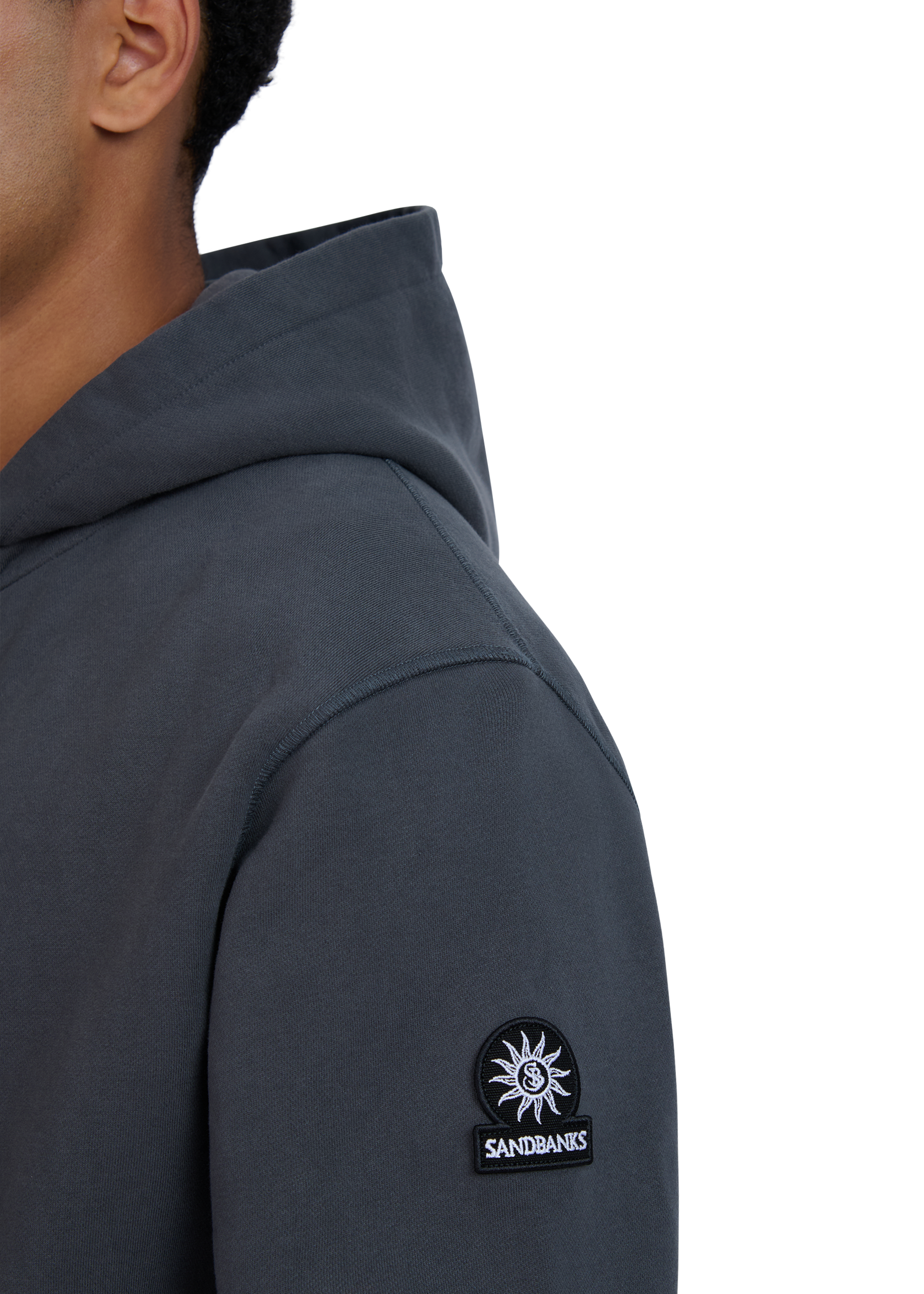 Sandbanks Badge Logo Zip Hoodie - Anthracite