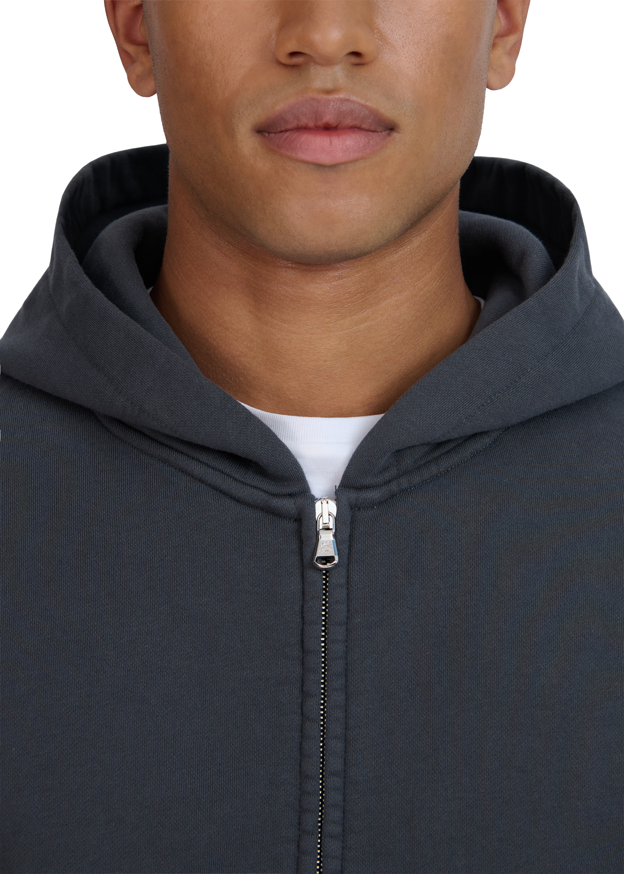 Sandbanks Badge Logo Zip Hoodie - Anthracite