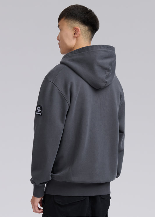 Sandbanks Badge Logo Zip Hoodie - Anthracite