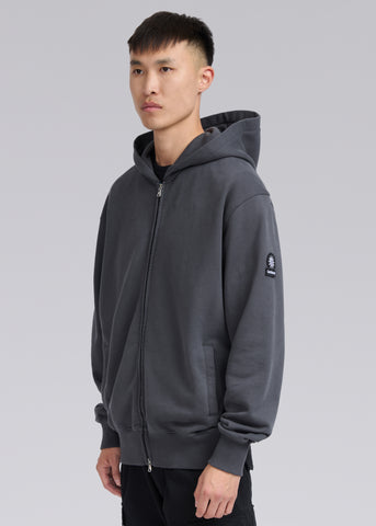 Sandbanks Badge Logo Zip Hoodie - Anthracite