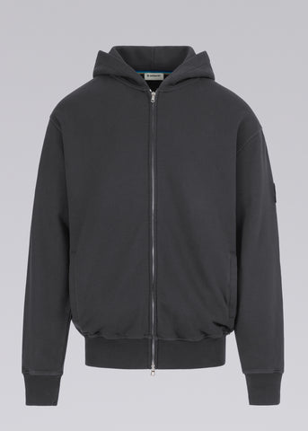 Sandbanks Badge Logo Zip Hoodie - Anthracite