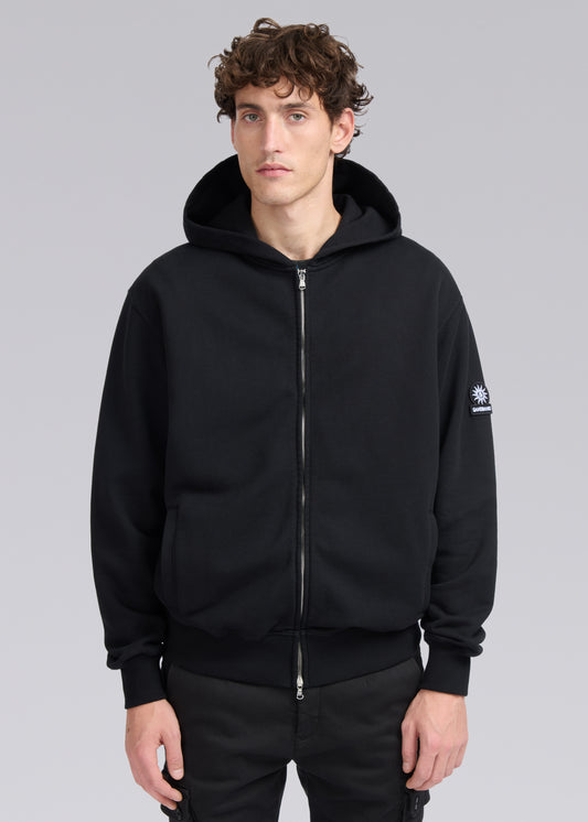 Sandbanks Badge Logo Zip Hoodie - Black