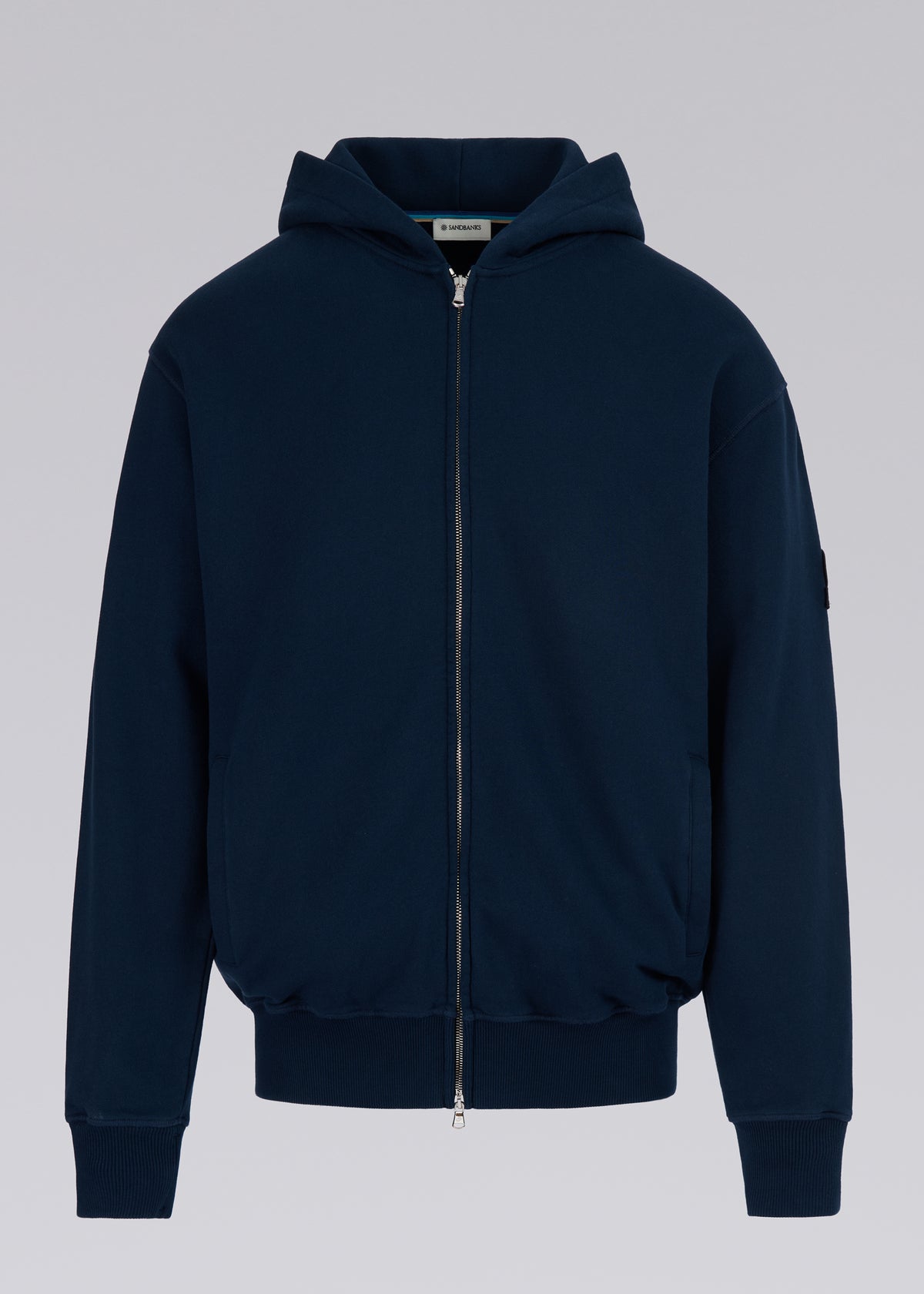 Sandbanks Badge Logo Zip Hoodie - Navy