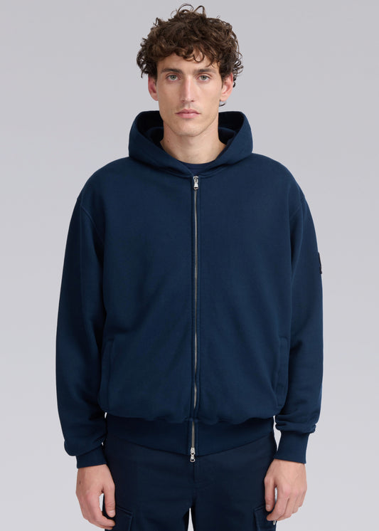 Sandbanks Badge Logo Zip Hoodie - Navy