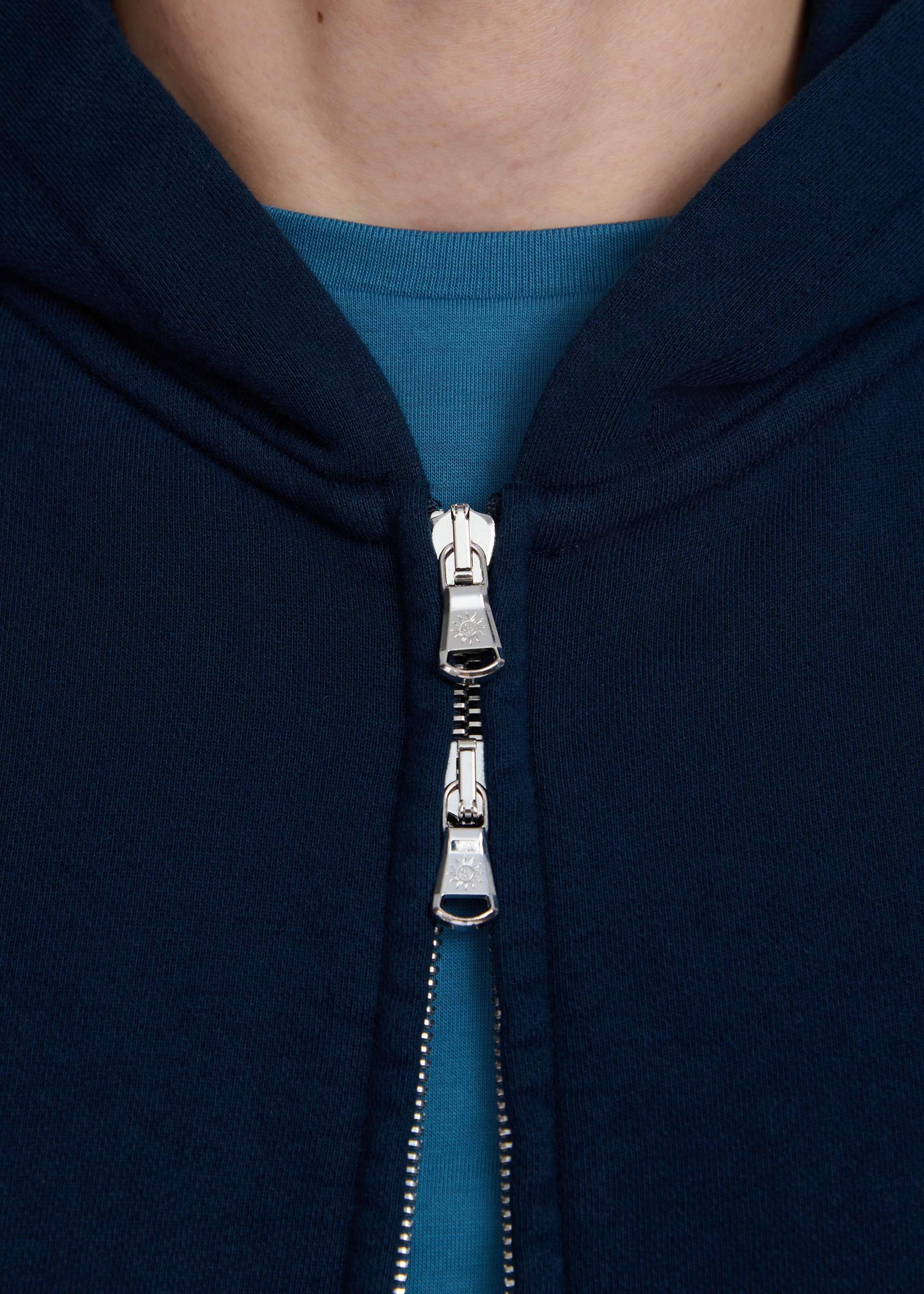 Sandbanks Badge Logo Zip Hoodie - Navy