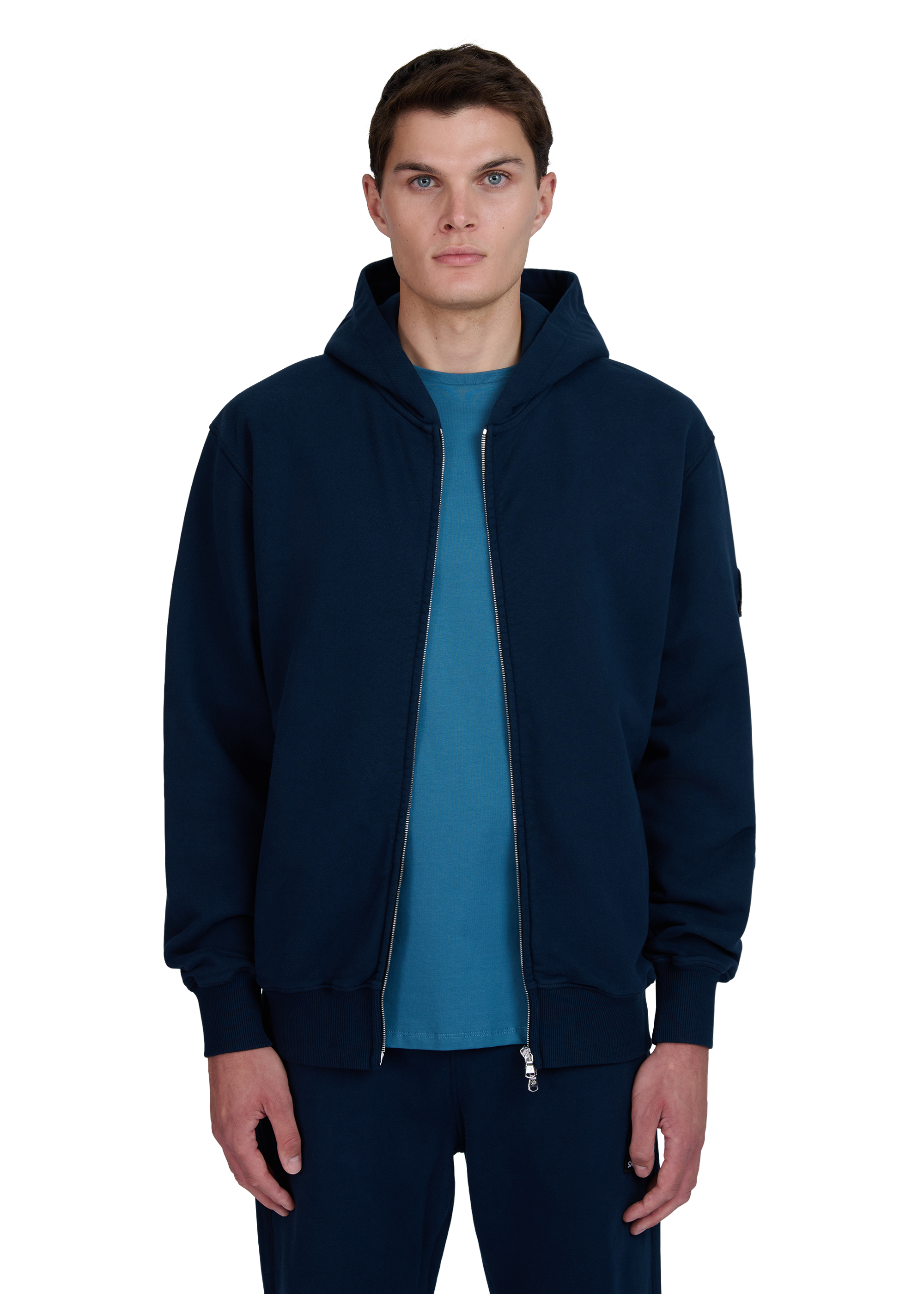 Sandbanks Badge Logo Zip Hoodie - Navy