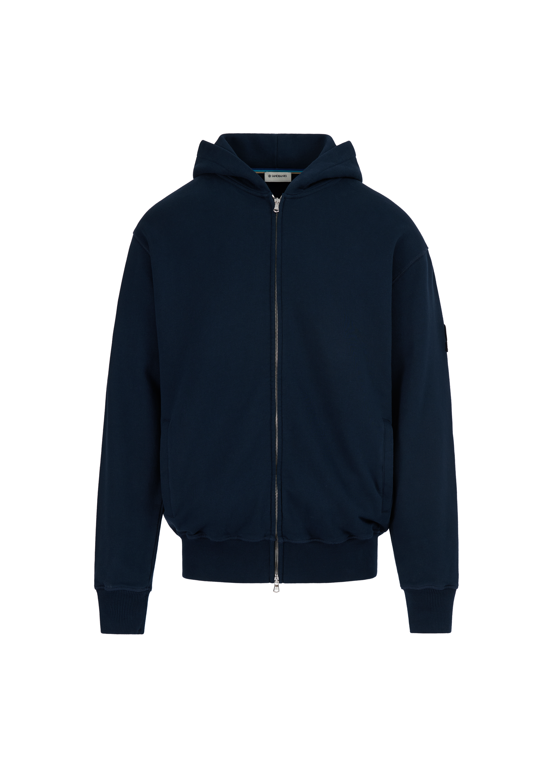 Sandbanks Badge Logo Zip Hoodie - Navy