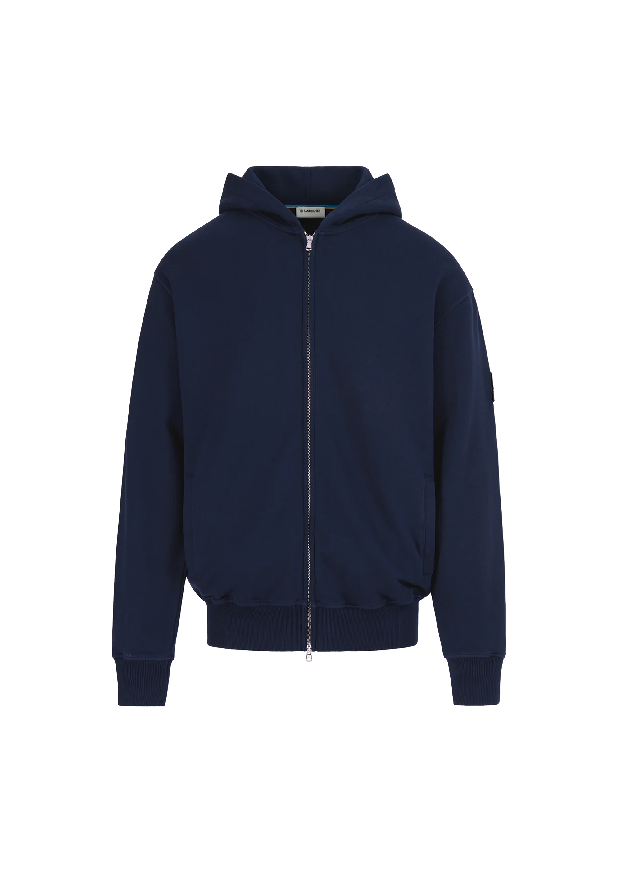 Sandbanks Badge Logo Zip Hoodie - Navy