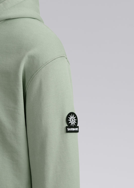 Sandbanks Badge Logo Zip Hoodie - Sage