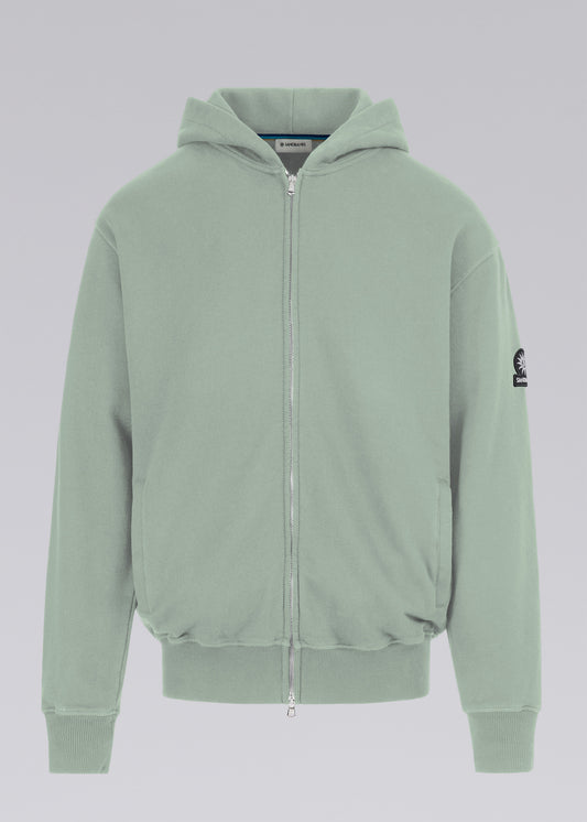 Sandbanks Badge Logo Zip Hoodie - Sage