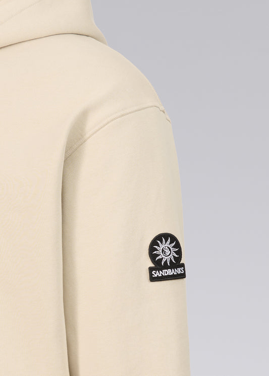 Sandbanks Badge Logo Zip Hoodie - Stone