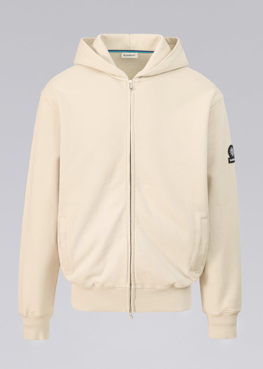 Sandbanks Badge Logo Zip Hoodie - Stone