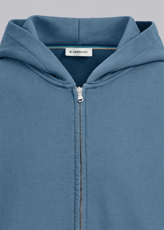 Sandbanks Badge Logo Zip Hoodie - Teal