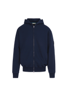 Navy blue hoodie on a white background