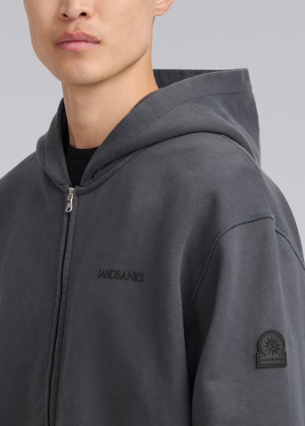 Sandbanks Printed Zip Hoodie - Anthracite