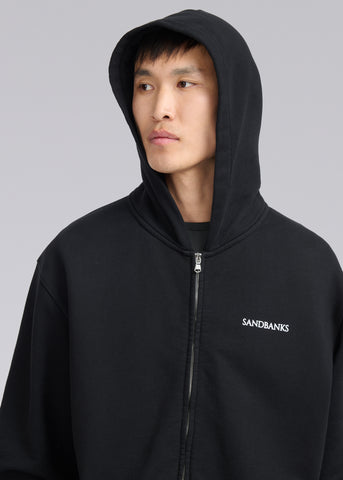 Sandbanks Printed Zip Hoodie - Black