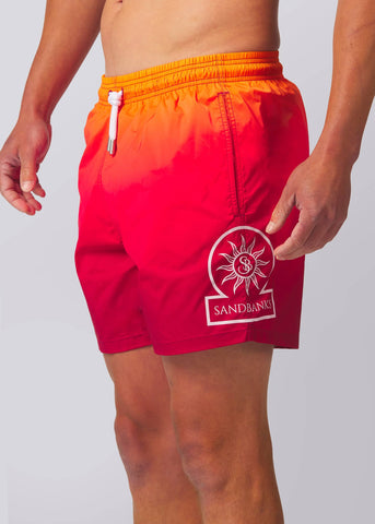 Sandbanks Sunset Gradient Swim Shorts - Red