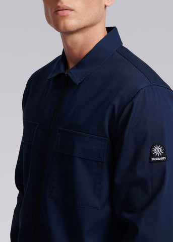 Sandbanks Gabardine Zip Overshirt - Navy