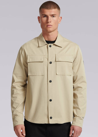 Sandbanks Gabardine Button Down Overshirt - Stone