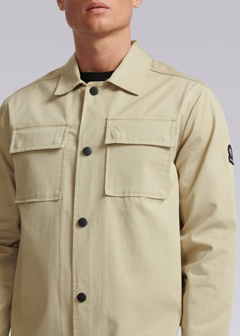 Sandbanks Gabardine Button Down Overshirt - Stone