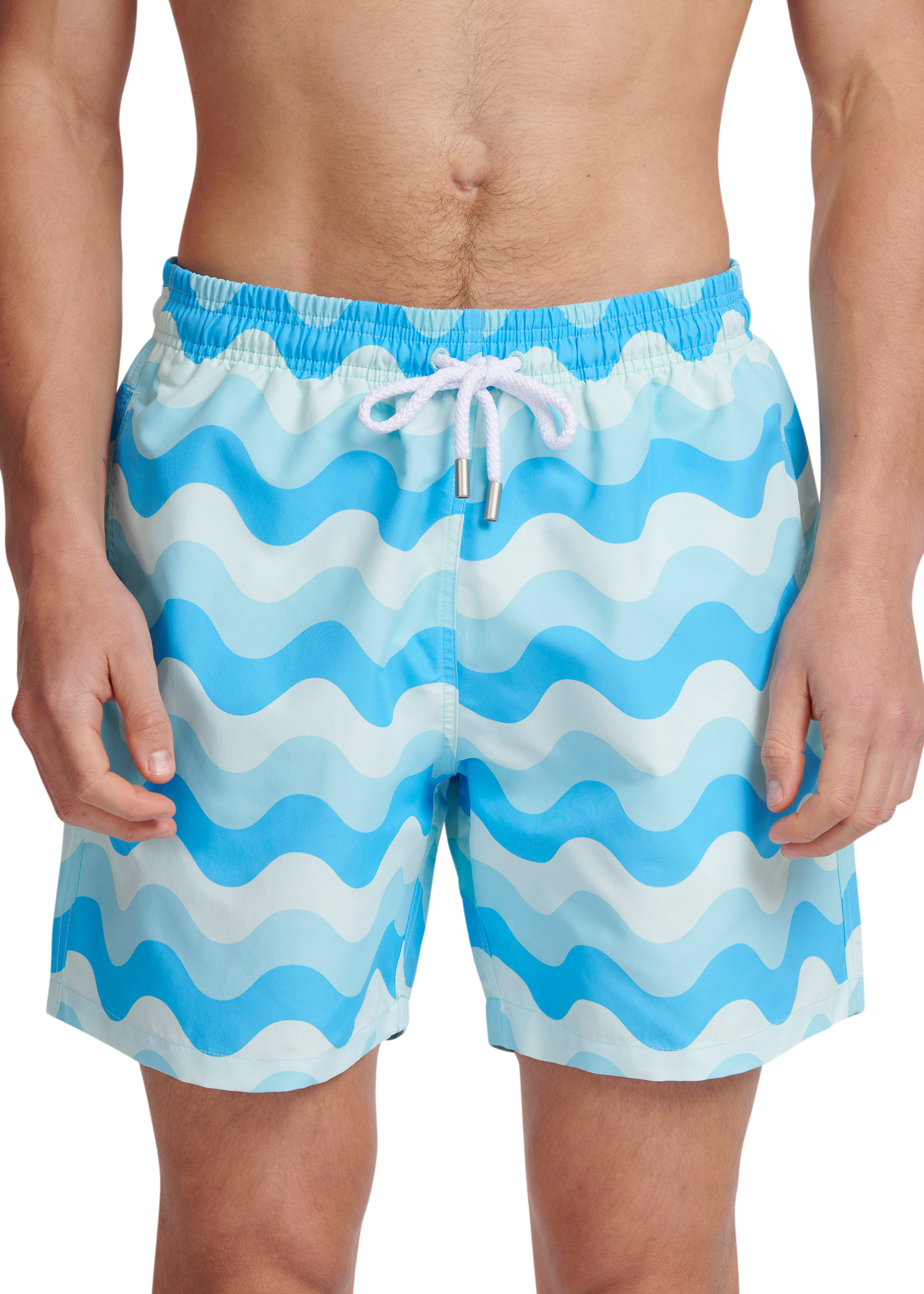 Sandbanks Geometric Wave Swim Shorts - Crystal Blue - Sandbanks