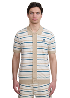 Striped Jacquard Full Button Polo Shirt - Multi
