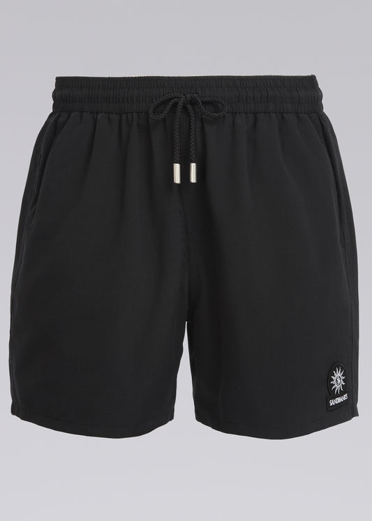 Sandbanks Badge Logo Swim Shorts - Black (Mid)