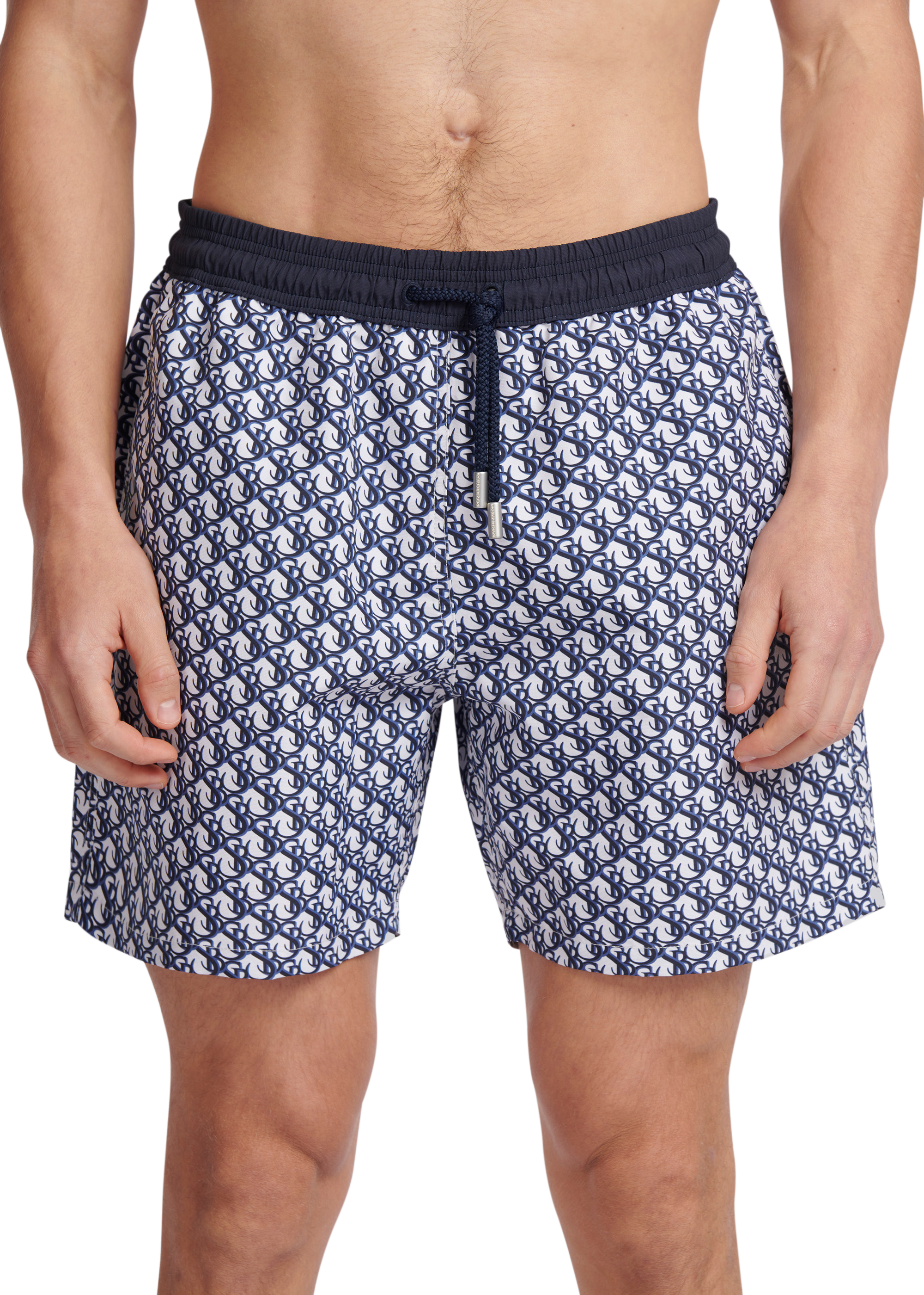Sandbanks Monogram Swim Shorts - Navy - Sandbanks