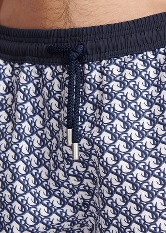 Sandbanks Monogram Swim Shorts - Navy