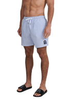 Sandbanks Striped Seersucker Swim Shorts - Navy/White