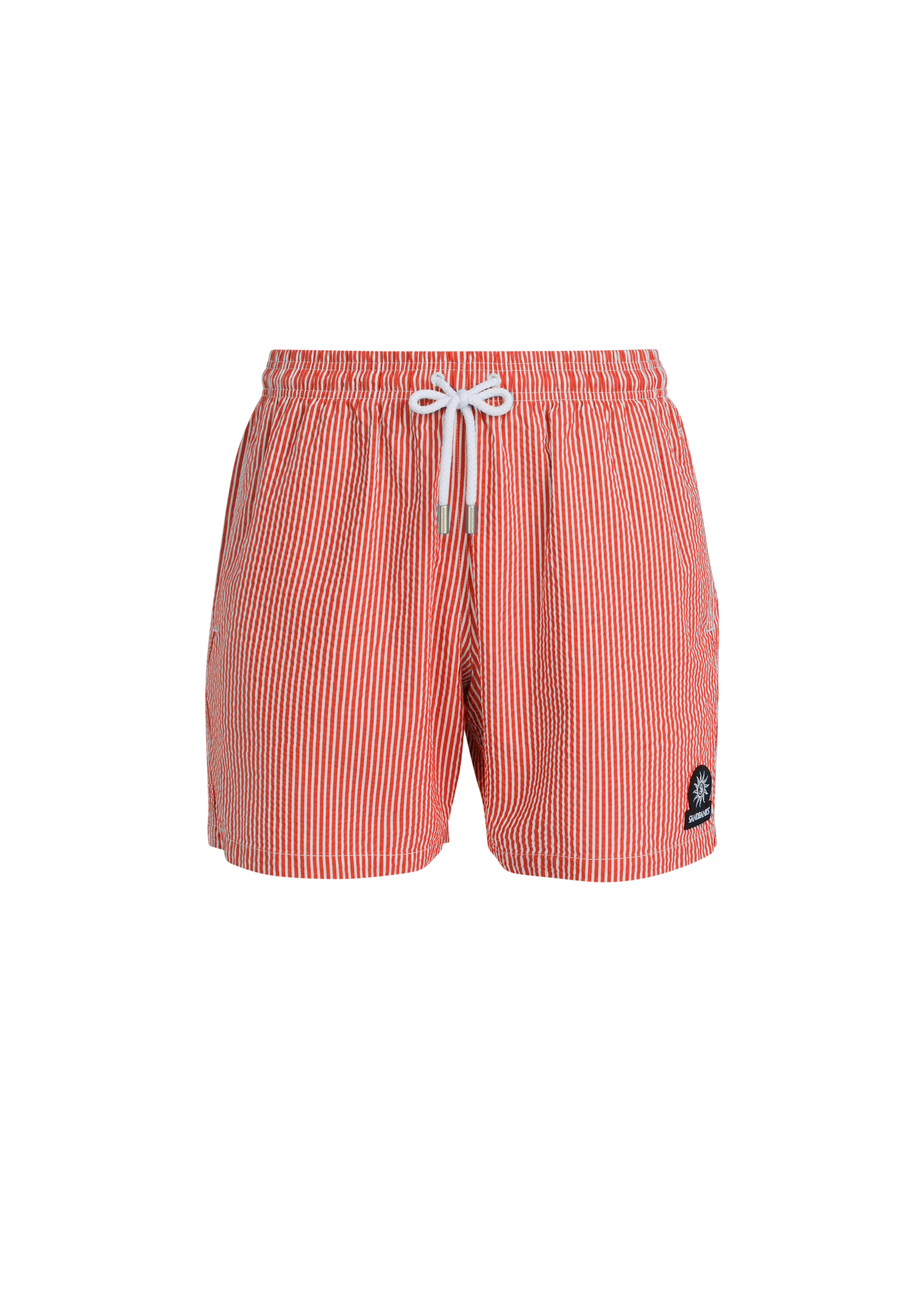 Sandbanks Striped Seersucker Swim Shorts - Red/White