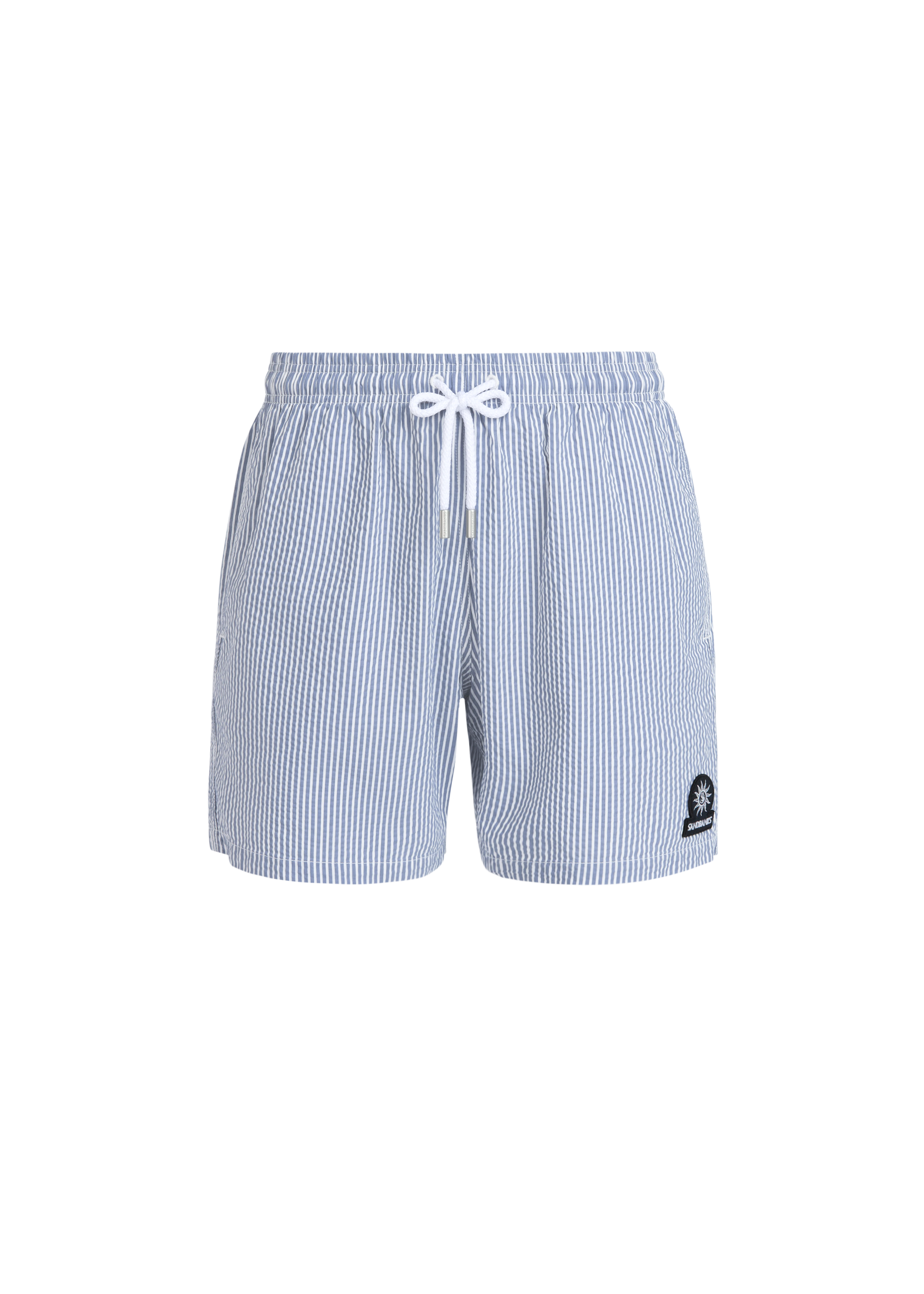 Sandbanks Striped Seersucker Swim Shorts - Navy/White