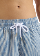 Sandbanks Striped Seersucker Swim Shorts - Navy/White - Sandbanks