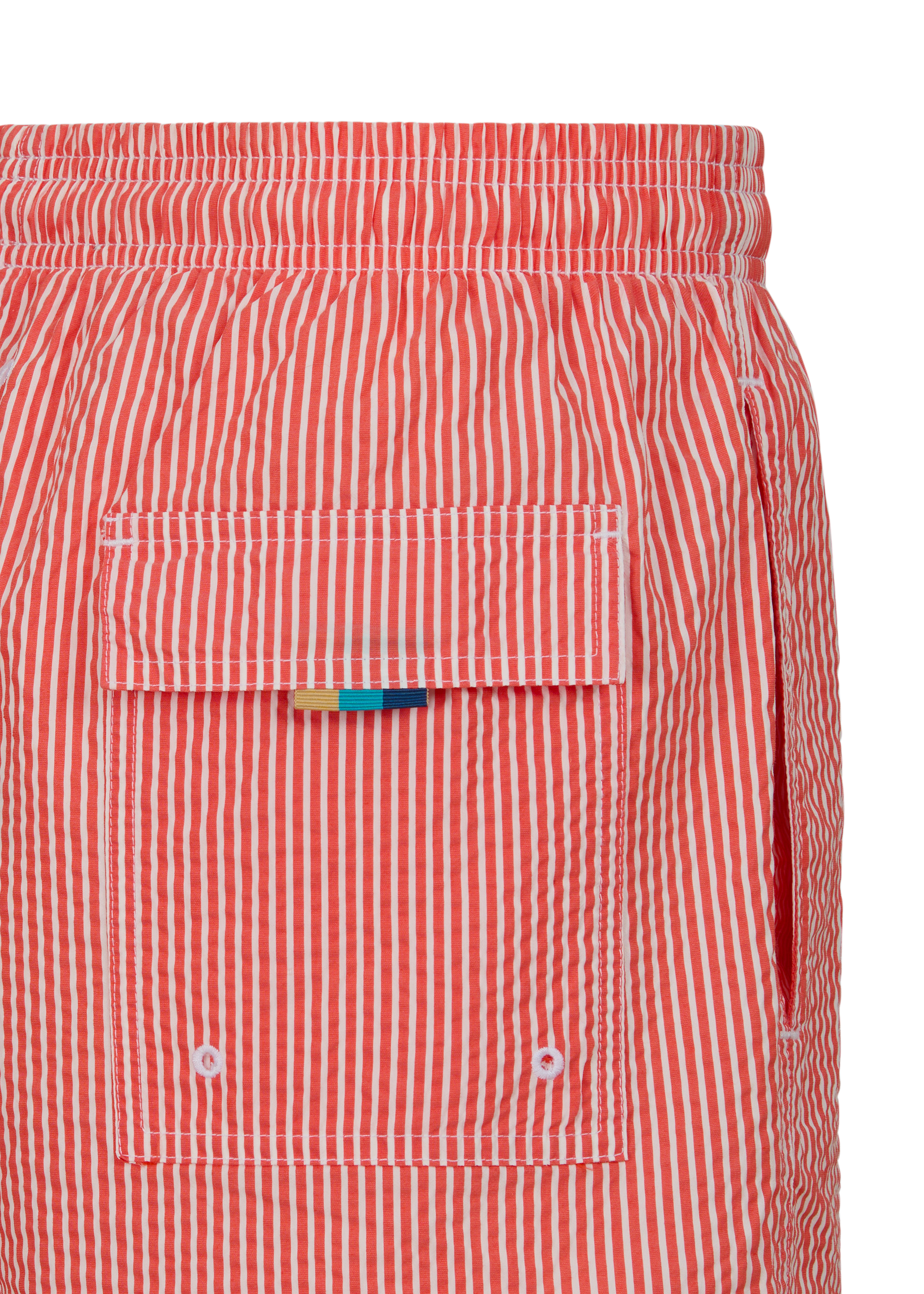 Sandbanks Striped Seersucker Swim Shorts - Red/White