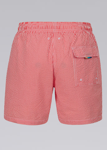 Sandbanks Striped Seersucker Swim Shorts - Red/White