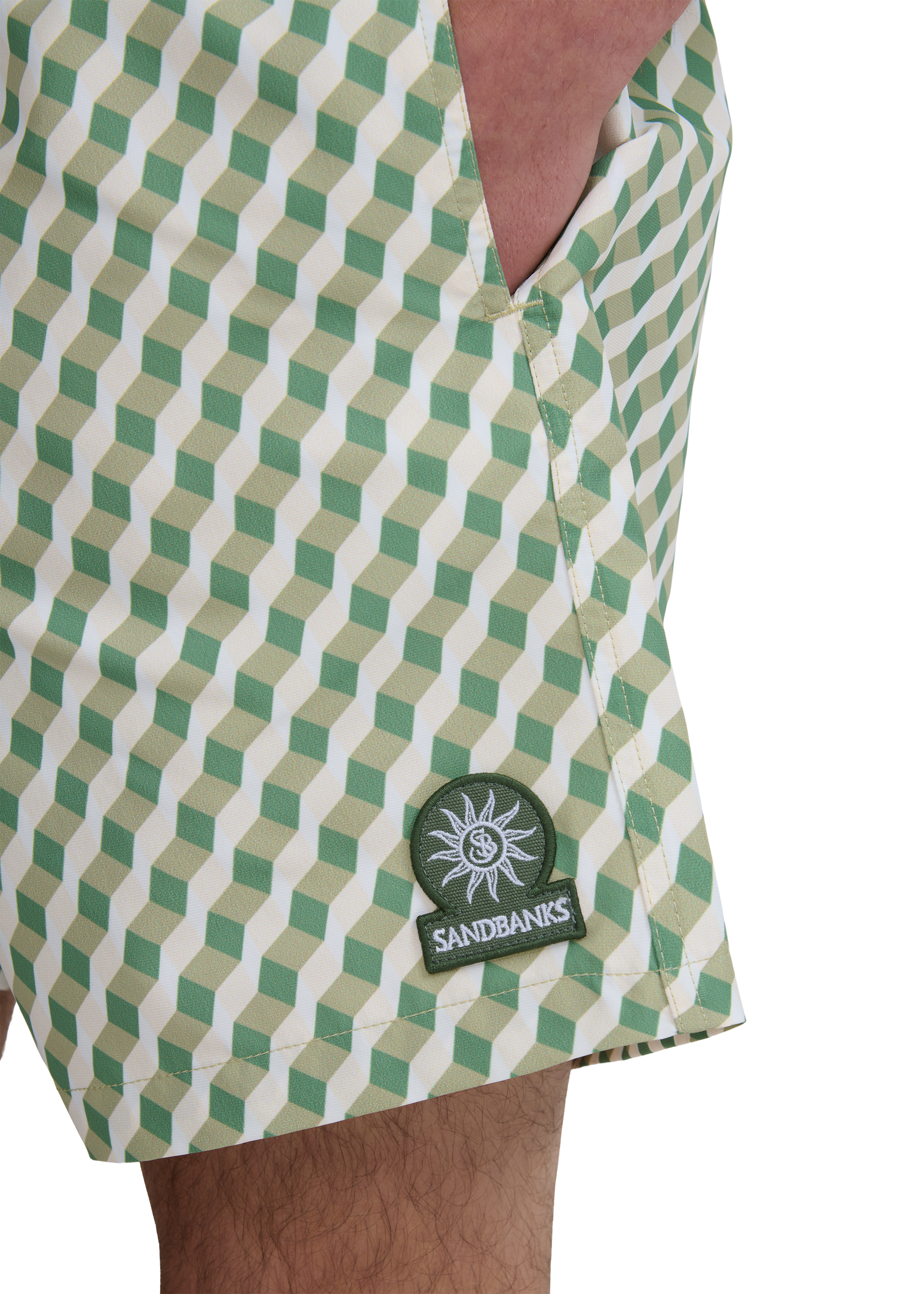 Geometric Swim Shorts - Sage