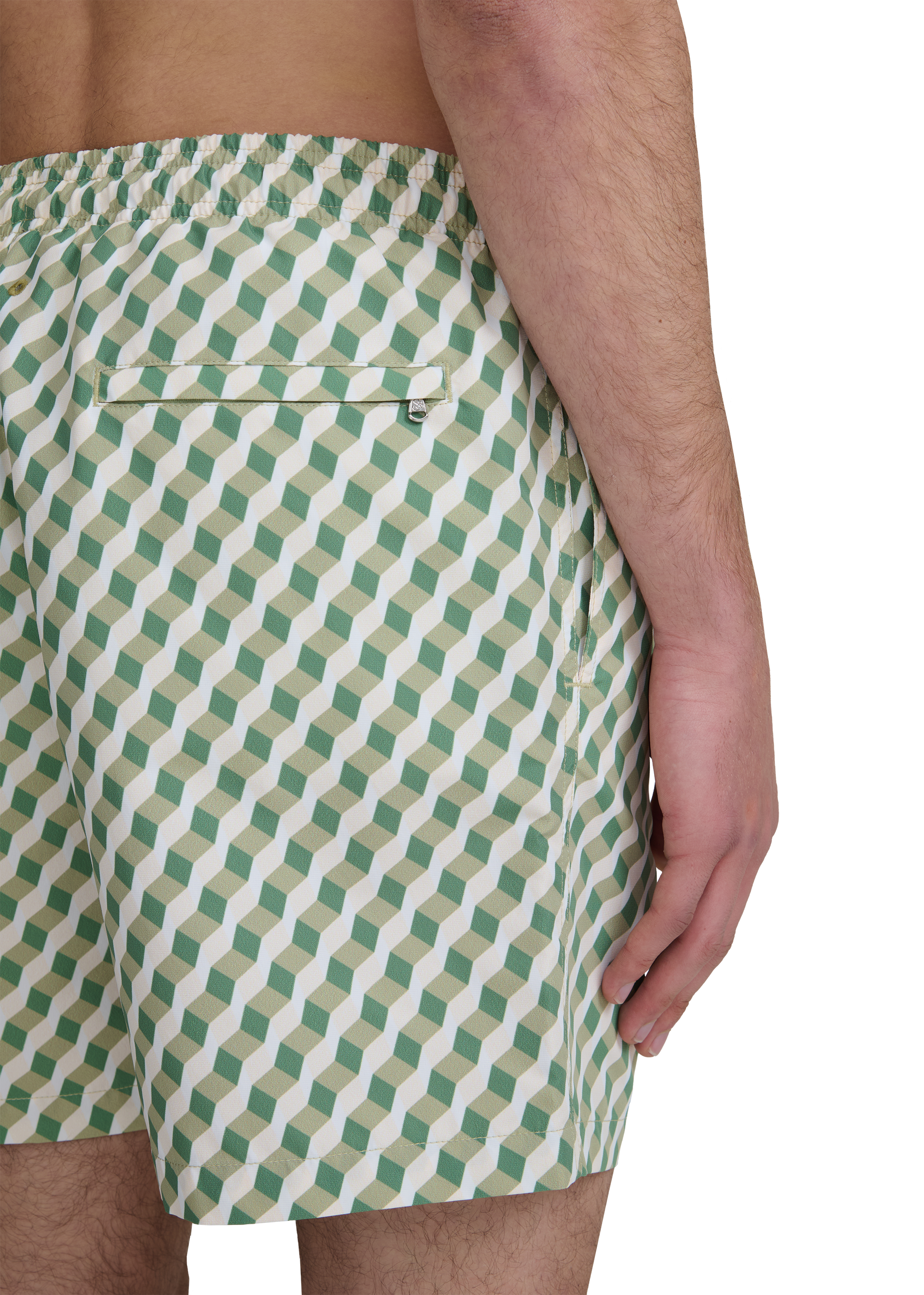Geometric Swim Shorts - Sage