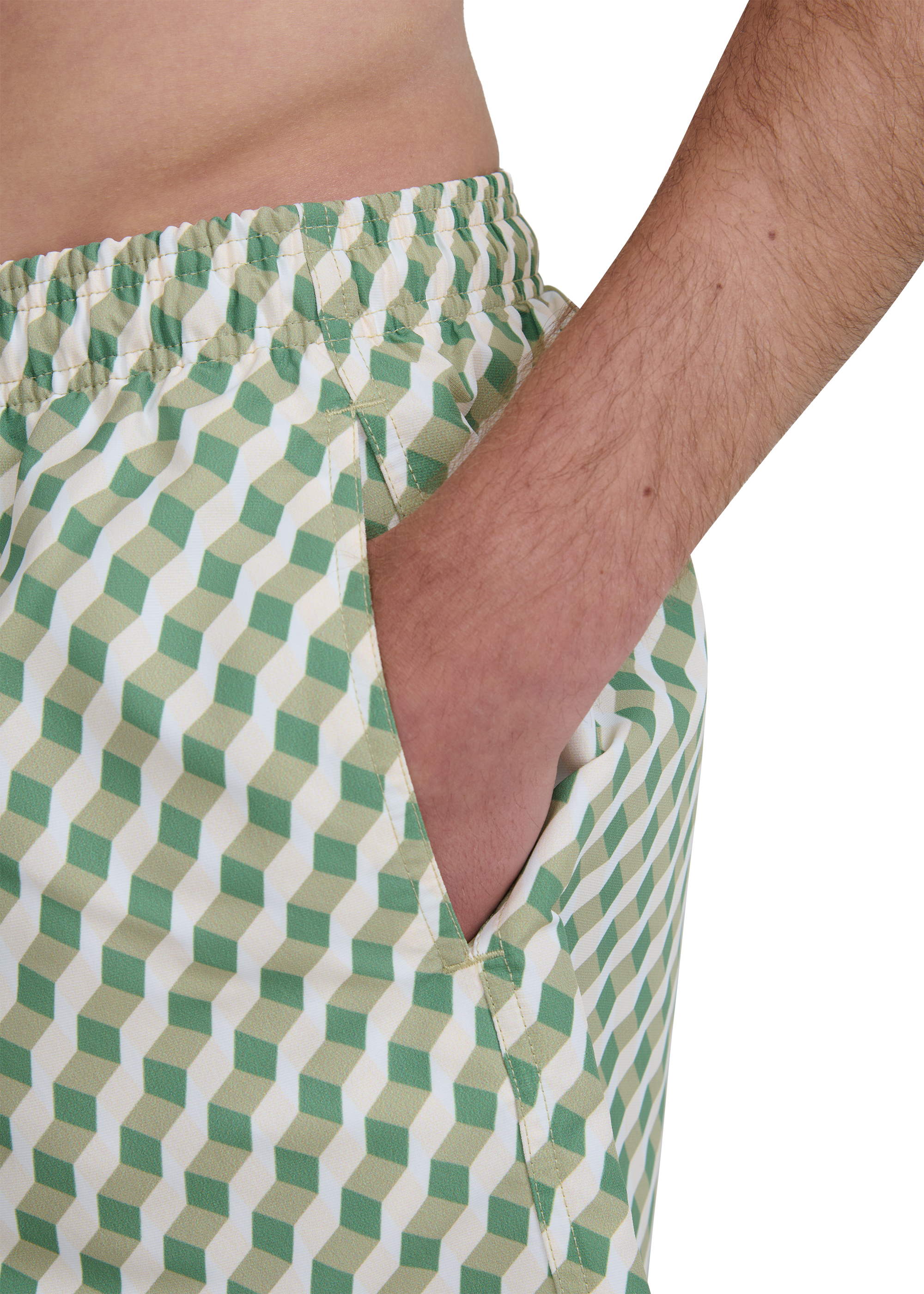 Geometric Swim Shorts - Sage