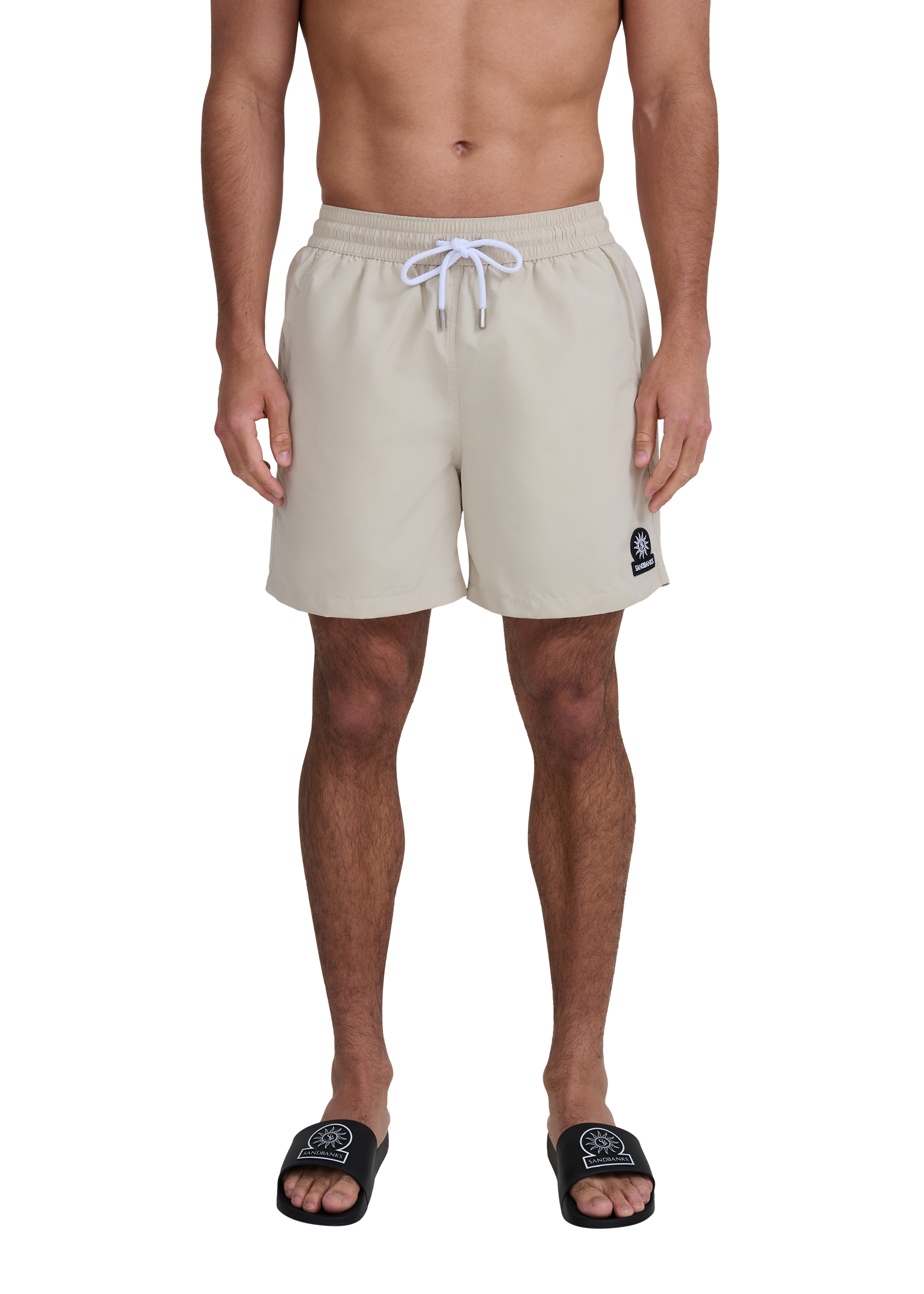 Classic Badge Logo Swim Shorts - Stone