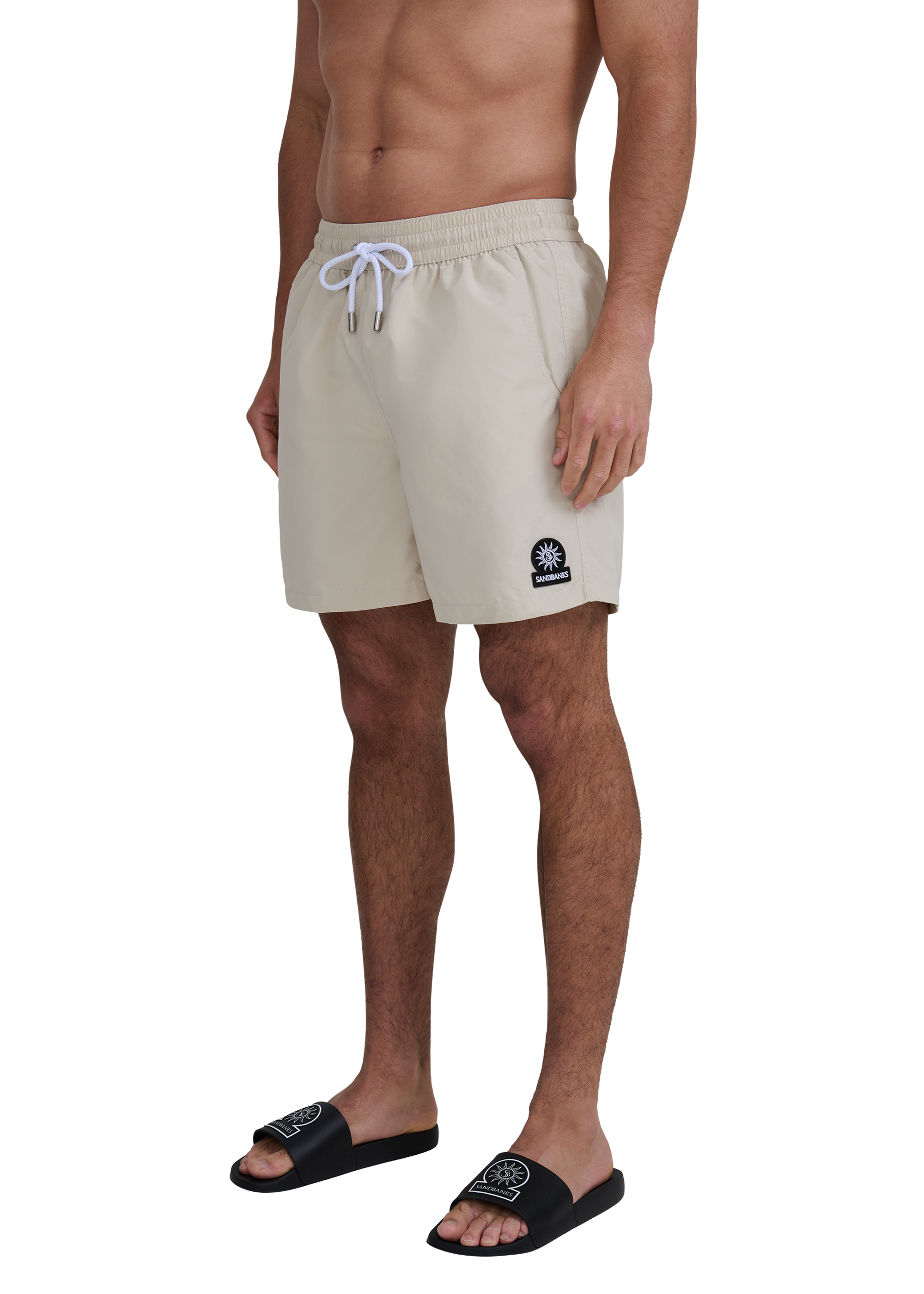 Classic Badge Logo Swim Shorts - Stone