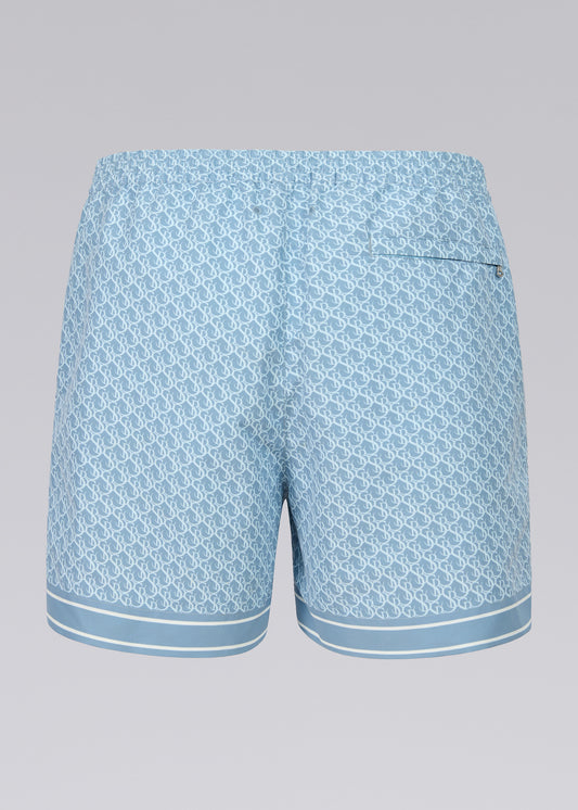 Sandbanks Monogram Swim Shorts - Crystal Blue