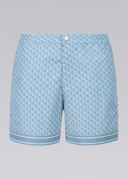 Sandbanks Monogram Swim Shorts - Crystal Blue
