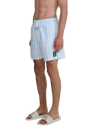 Wide Stripe Swim Short - Crystal Blue