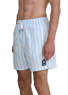 Wide Stripe Swim Short - Crystal Blue